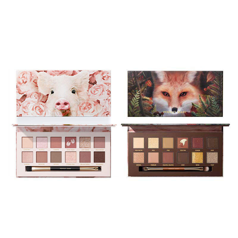PERFECT DIARY 12 Color Animal Dial Eye Shadows Easy to Blend Shimmer Eye Enhancing
