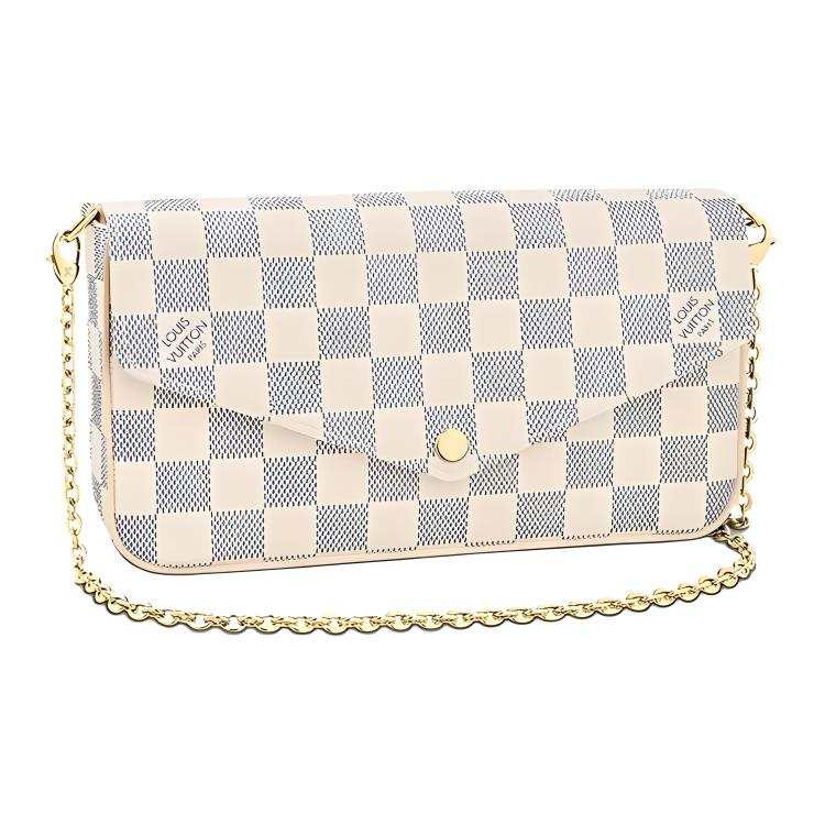 LOUIS VUITTON Pochette Felicie Coated Canvas With Cow Leather Shoulder Bag, Crossbody Bag Women's White