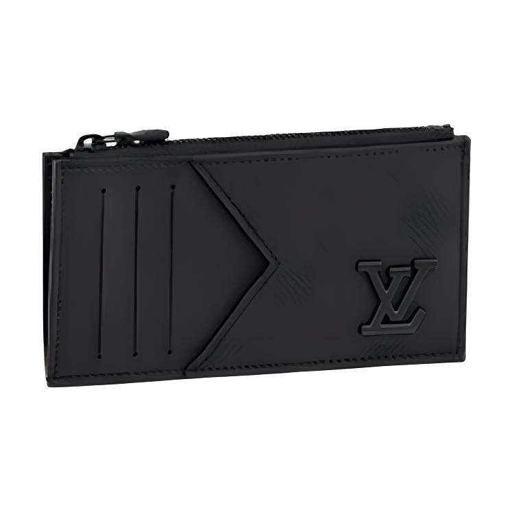 LOUIS VUITTON Leather Card Holder Men's Black