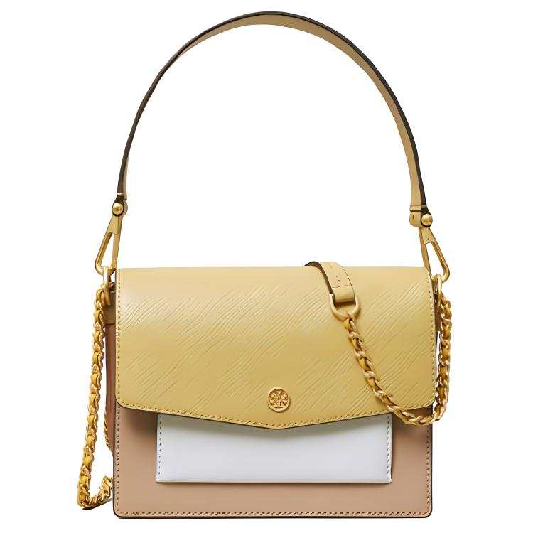 TORY BURCH Robinson Leather Trunk Bag, One Shoulder Handbag Women's Multicolor
