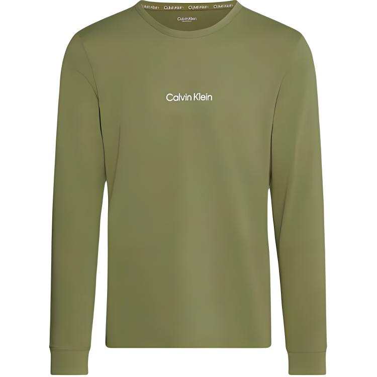 CALVIN KLEIN L/S CREW NECK Pajama Top Europe Version Men's Khaki