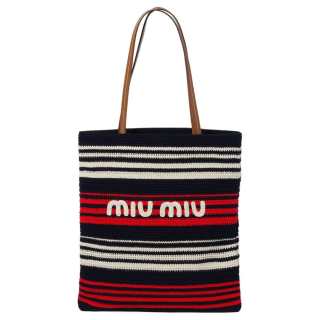 MIU MIU Fabric Tote Bag, Shopping Bag, Shoulder Bag, Handbag Women's Blue & Red & White
