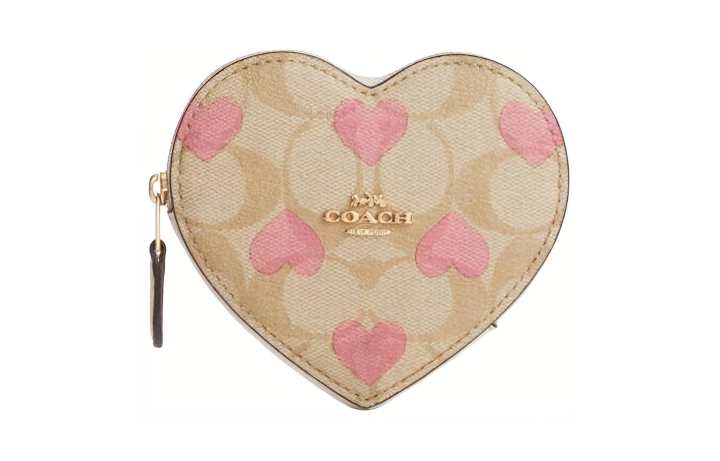COACH COACH Heart PVC Wallet Women's Light Khaki