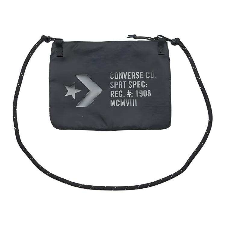 Converse Musette Zip Closure Polyester Crossbody Bag, Fanny Pack Regular Unisex Black