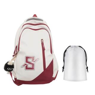 QINNXER Nylon Backpack Regular Unisex Black/Blue Red/White Red/White Khaki/White Blue