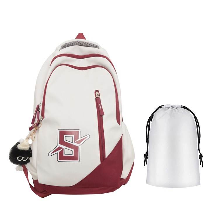 QINNXER Nylon Backpack Regular Unisex Black/Blue Red/White Red/White Khaki/White Blue