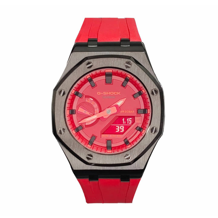 CASIO CASIO Men Liquid Crystal/Analog Dual Display Series 44mm Red Watch