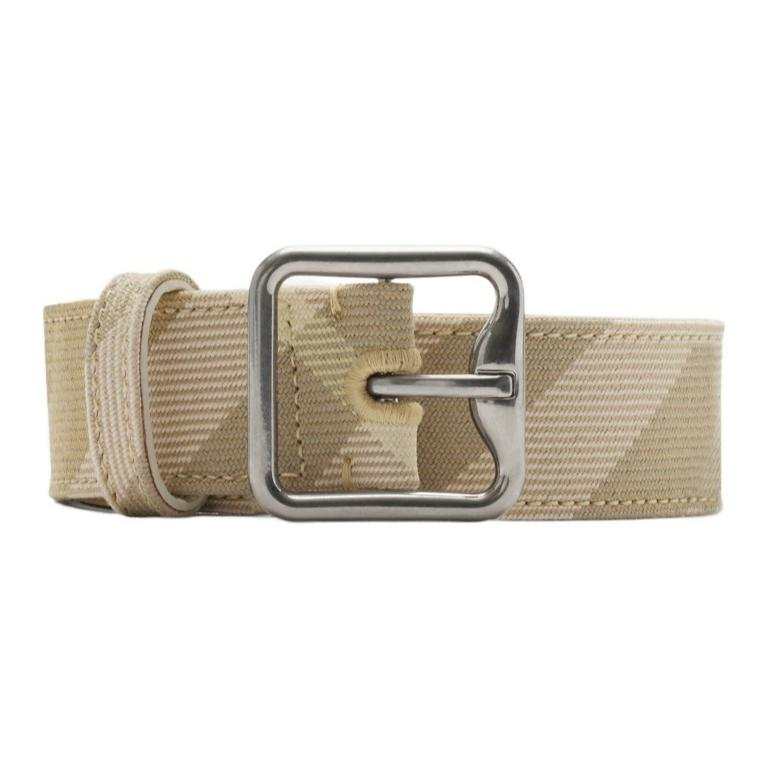 Burberry Acrylic Wool Leather Belts Women's Khaki Width 3cm