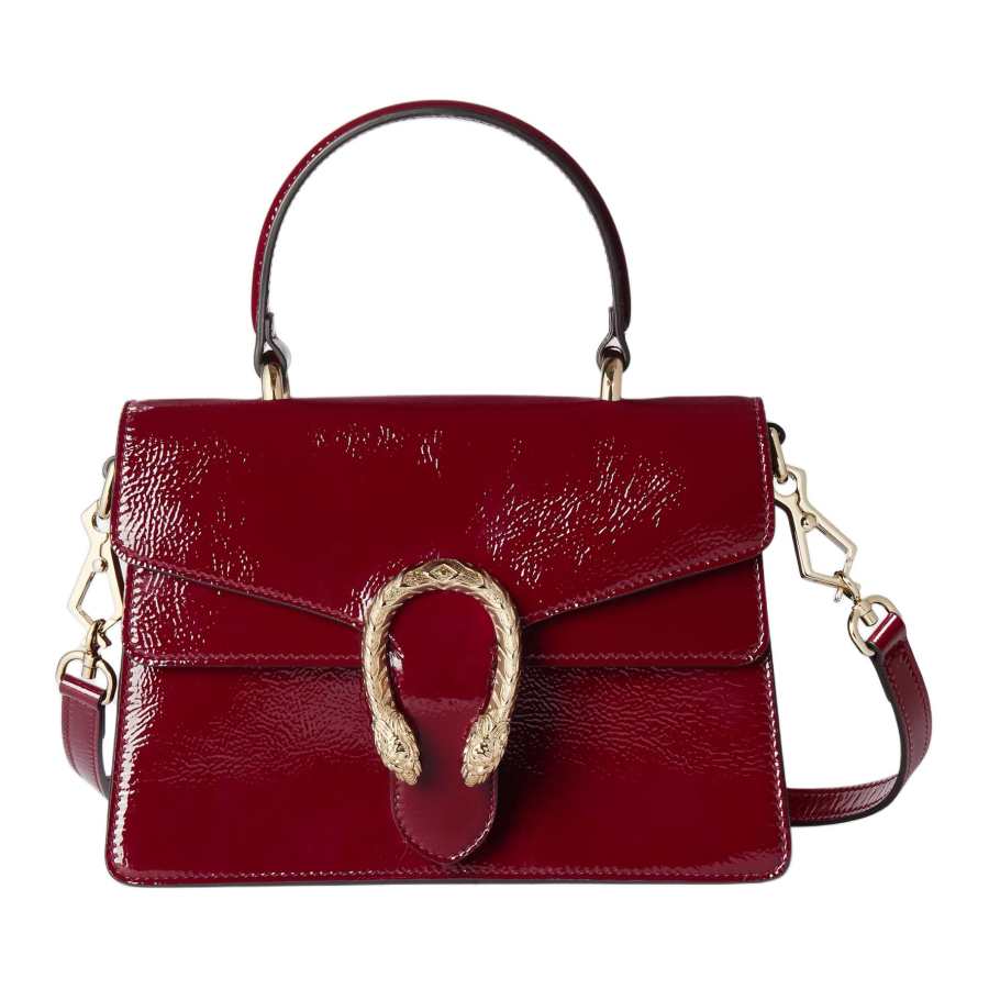 GUCCI Dionysus Rosso Ancora Patent Leather Handbag Small Women's Burgundy