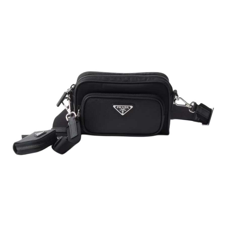PRADA Saffiano Leather Crossbody Bag, Shoulder Bag Unisex Black