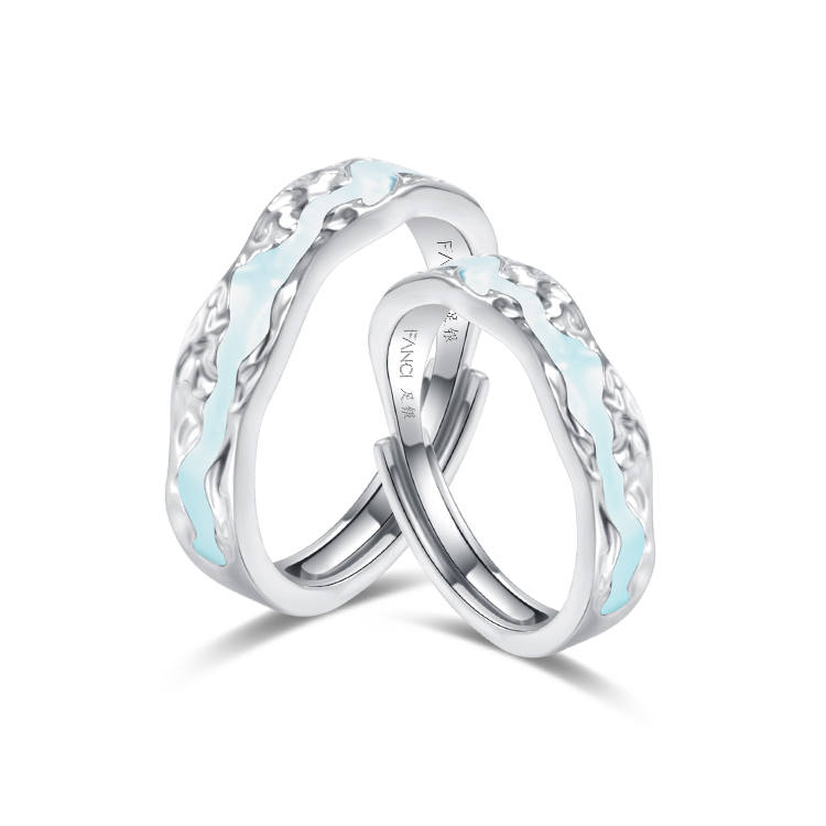 FANCI Light Year Collection 925 Sterling Silver Ring Pair Unisex