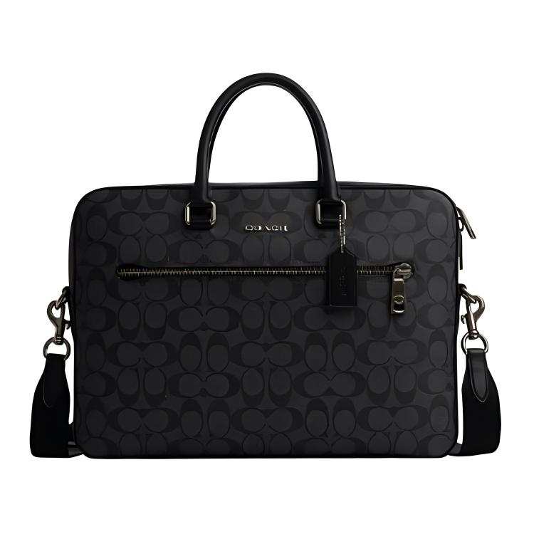 COACH ETHAN Artificial Leather Portable One Shoulder Crossbody Briefcase Large Men's Black