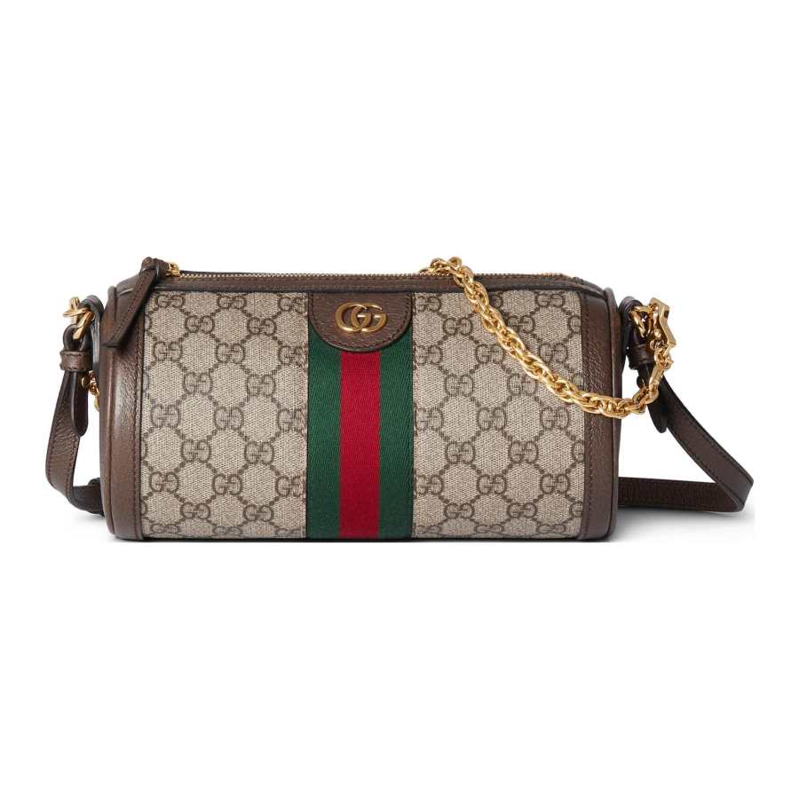 GUCCI Ophidia Canvas With Leather Binding Canvas Bag, Crossbody Bag, Shoulder Bag Women's Beige & Ebony