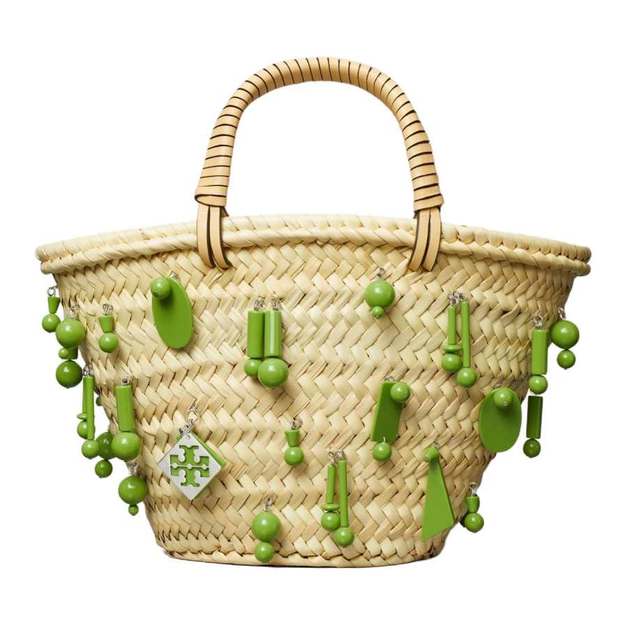 TORY BURCH Raffia With Leather Trim Handbag Small Women's Wild Leaf
