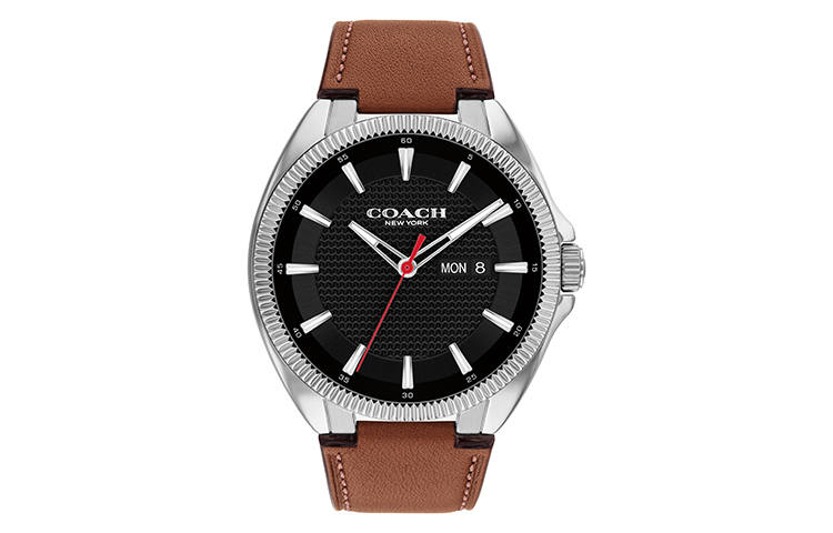 COACH JACKSON Wrist Watches Quartz Movement Leather Strap Black Dial Men's Watches 30m Water Resistant