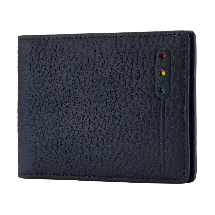 OUZIHUANG Cow Leather Wallet, Card Holder Mini Unisex Black