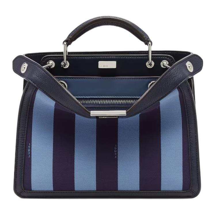 FENDI Peekaboo ISeeU Calfskin With Nylon Shoulder Bag, Crossbody Bag, Handbag Mini Men's Blue