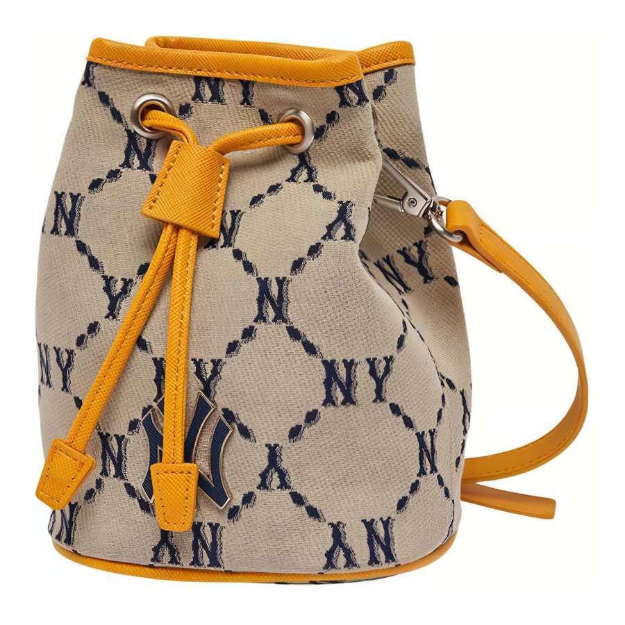 MLB MLB Monogram Collection Artificial Leather With Polyester Crossbody Bags Mini Unisex Yellow Brown Patchwork