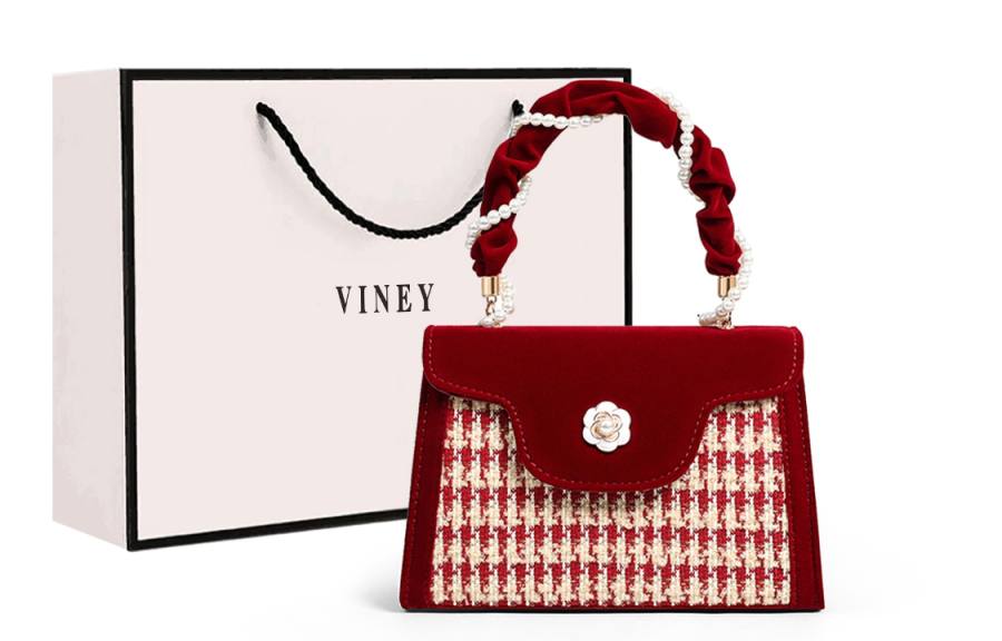 VINEY Fabric Crossbody Bag, Shoulder Bag, Handbag Medium Women's Burgundy