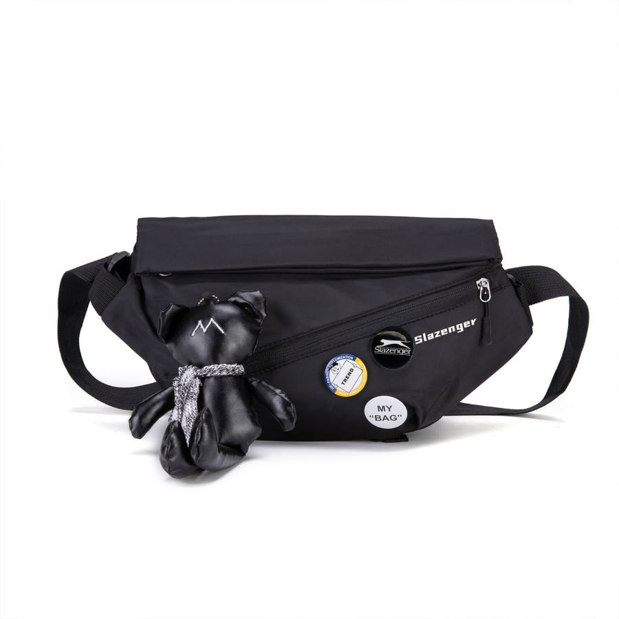 Slazenger Nylon Fabric Detachable Doll Badge Fanny Pack, Sling Bag, Shoulder Bag, Crossbody Bag Medium Unisex