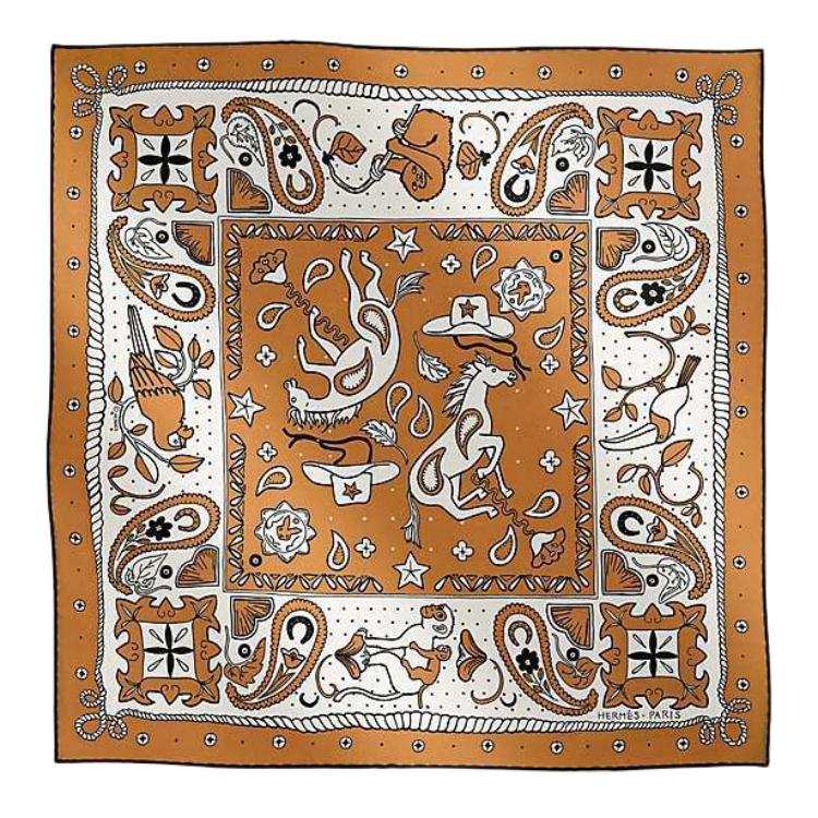 HERMES Mulberry Silk Scarves Women's Beige