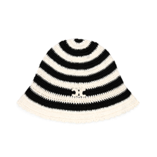 CELINE Triomphe Striped Cloche Beanie In Crocheted Cotton