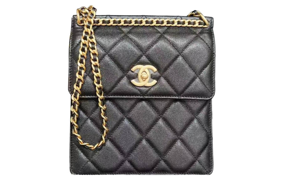 CHANEL Grain Embossed Calfskin Flap Bag, Shoulder Bag, Crossbody Bag Mini Women's Black