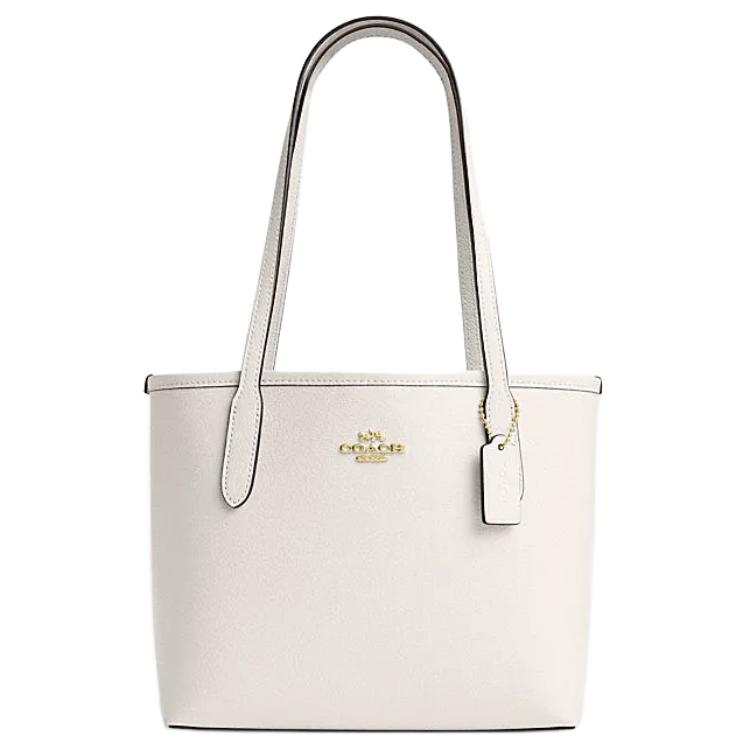 COACH City Cow Split Leather Tote Bag, Shopping Bag, Handbag, Shoulder Bag Women's Chalk White