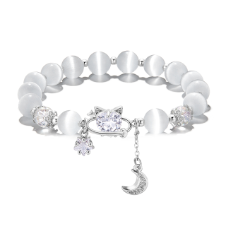 Zeroline Glass Cat's Eye Beaded Bracelets Women's