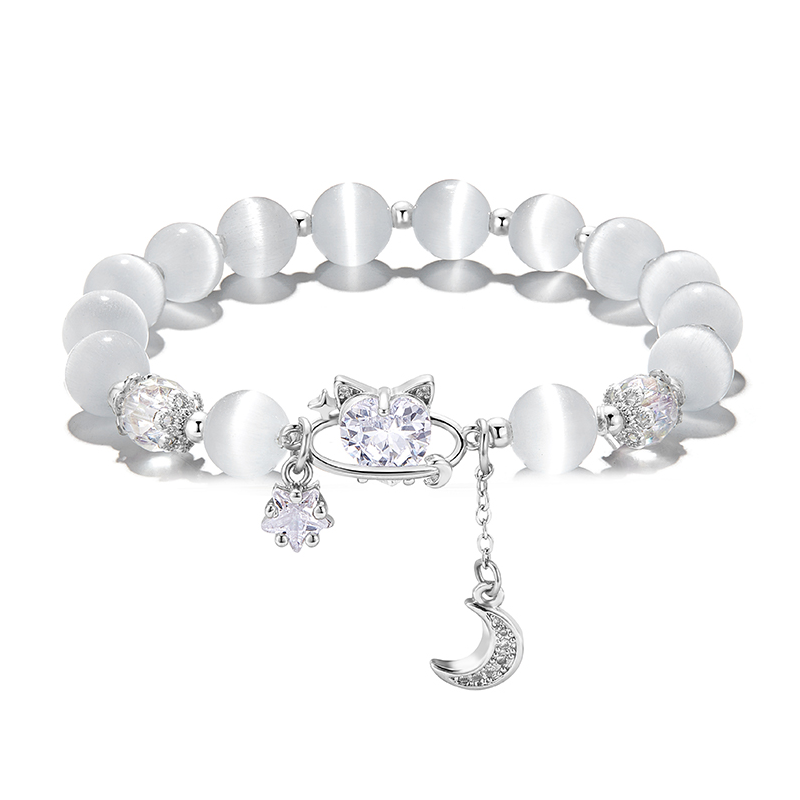 Zeroline Zeroline Glass Cat's Eye Beaded Bracelets Women's