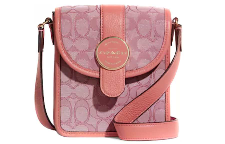 COACH N/S Iconic Jacquard With Refined Pebbled Leather Shoulder Bag, Crossbody Bag Mini Women's