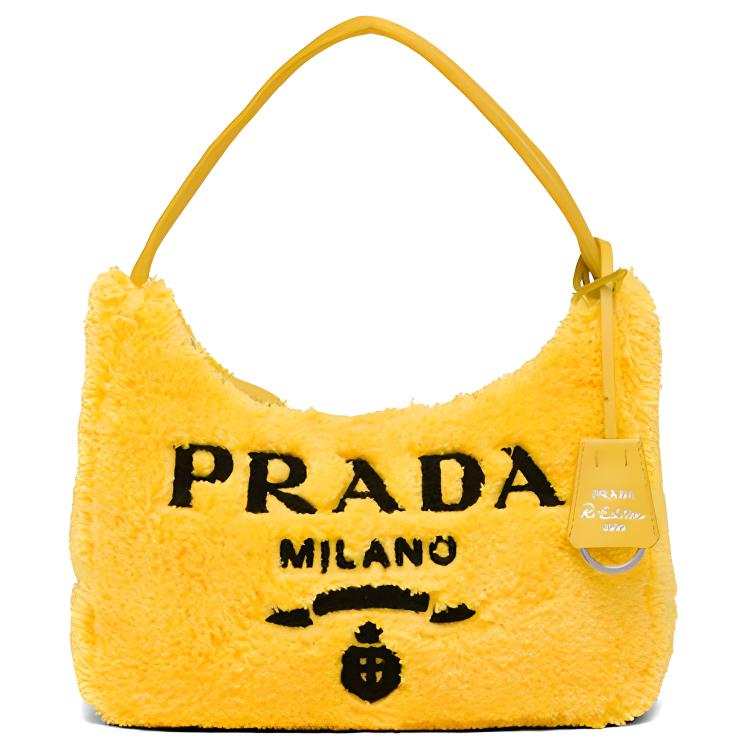 PRADA Re Edition Fabric Hobo Shoulder Bag, Handbag Mini Women's Yellow