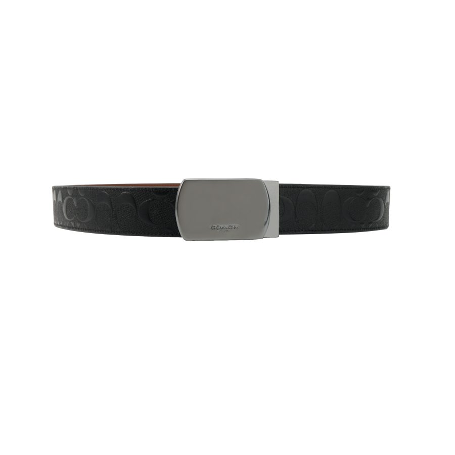 COACH COACH Plaque Buckle Cut To Size Reversible Belt Men's Black