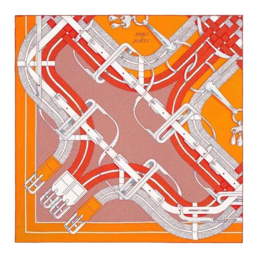 HERMES HERMES Silk Scarves Women's Orange