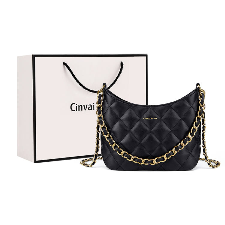 CinvaiKrose Cow Leather With Synthetic Leather Shoulder Bag, Crossbody Bag, Bucket Bag Small Women's Ecru/Black
