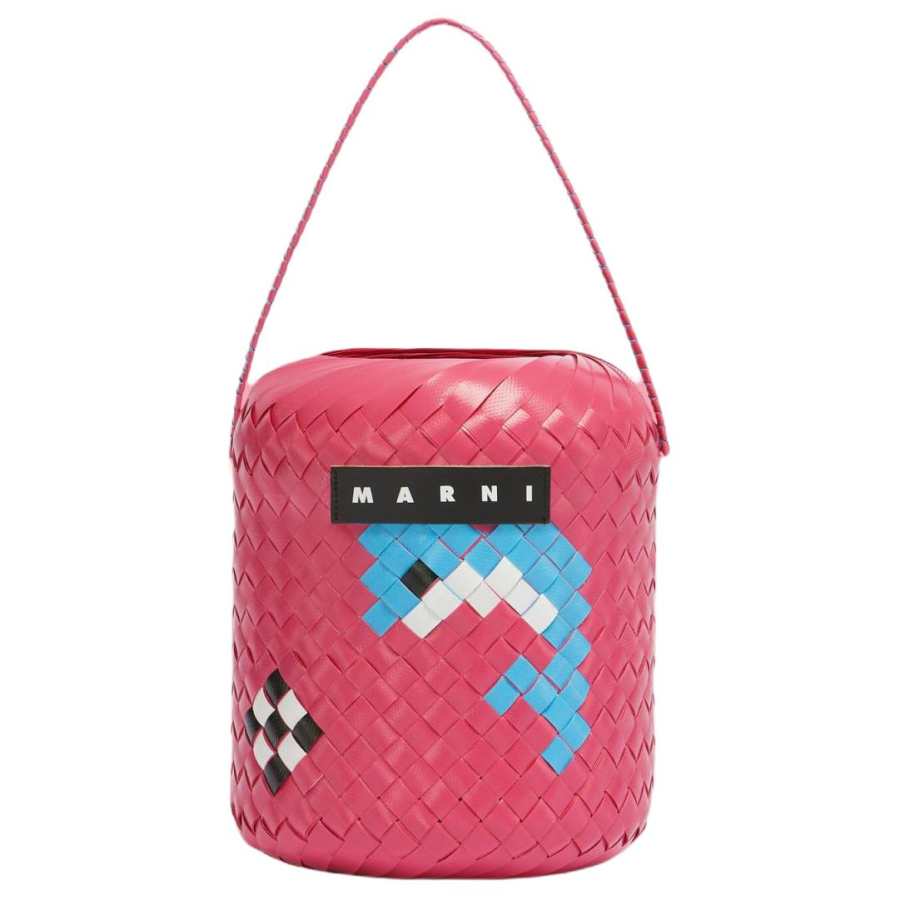 MARNI Polypropylene With Cow Leather Handbag Women's Fuchsia