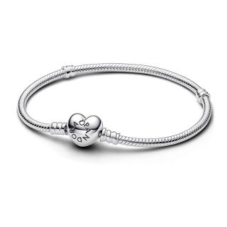 Pandora Moments Heart Clasp Snake Chain Bracelet Silver
