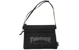 Thrasher Polyester Crossbody Bag Regular Unisex Black Text Black