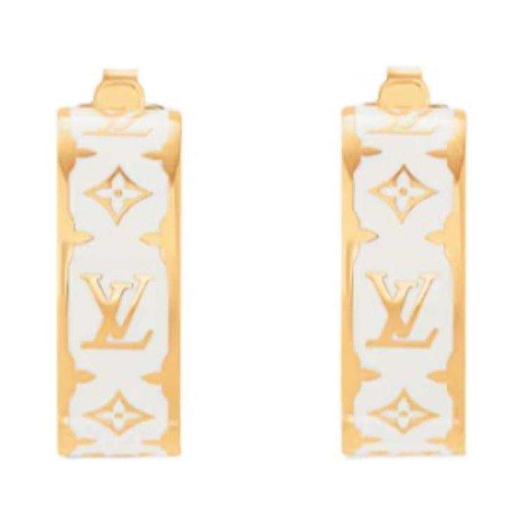 LOUIS VUITTON NANOGRAM ENAMEL Metal, Enamel Earrings Women's Gold