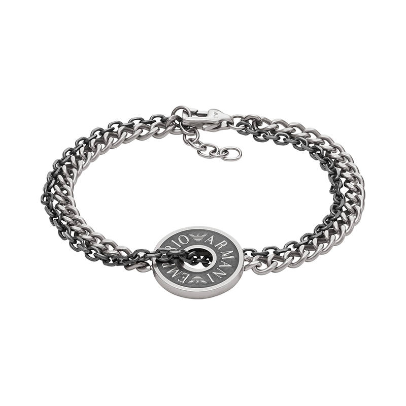 EMPORIO ARMANI Stainless Steel Bracelets Men's Silver Black