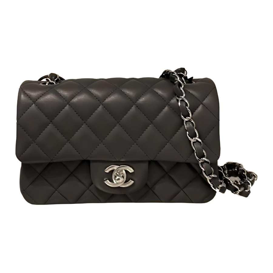 CHANEL Classic Flap CF Sheepskin Flap Bag, Shoulder Bag, Crossbody Bag Mini Women's Dark Gray
