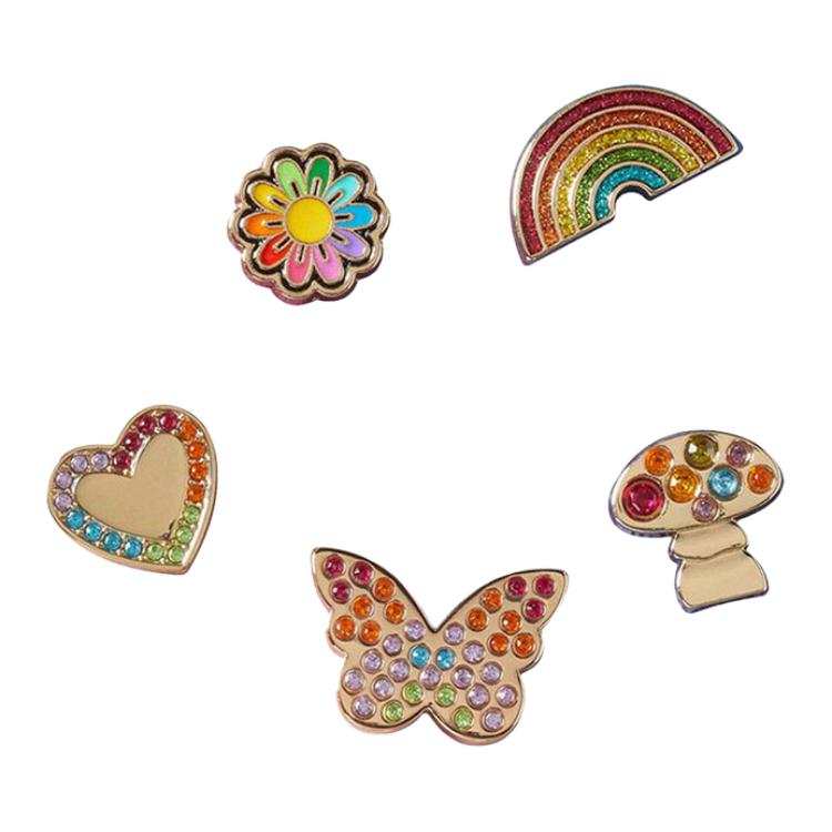 Crocs Crocs Cartoon Pattern Acrylic Shoe Accessories Unisex Rainbow