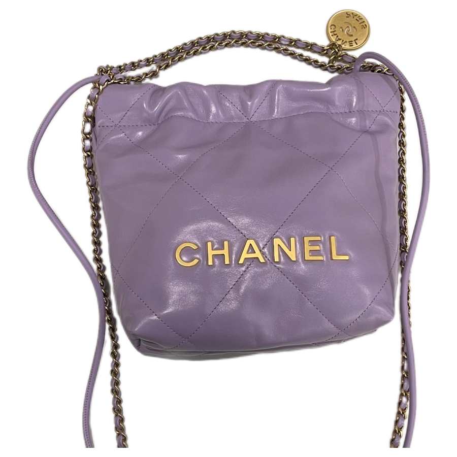 CHANEL Cow Leather Tote Bag, Shopping Bag, Shoulder Bag Mini Women's Taro Purple