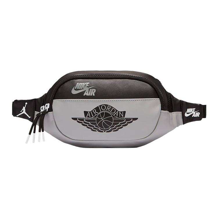 Jordan Jordan Synthetic Leather One Shoulder Crossbody Sling Bag, Fanny Pack Small Unisex Shadow Gray/Black Gray