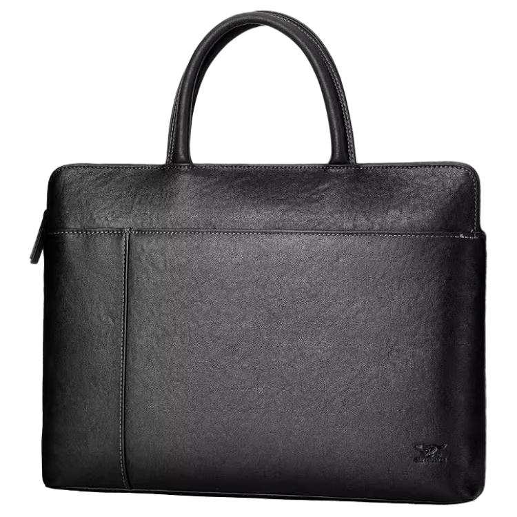 SEPTWOLVES Cow Leather Laptop Bag, Briefcase, Handbag Medium Men's Black