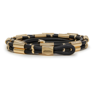 ISABEL MARANT Letter Logo Lambskin Belts Women's Black Gold