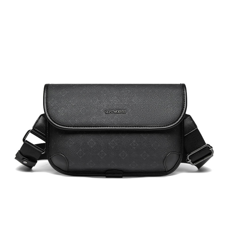 SEPTWOLVES PVC Leather Crossbody Bag QPL Regular Unisex Black