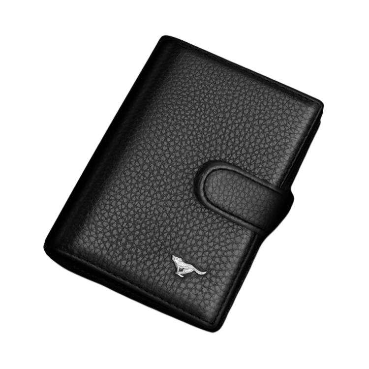 SEPTWOLVES Cow Leather Card Holder Men's Coffee/Black