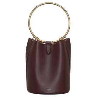Alaia Calfskin & Brass Bucket Bag, One Shoulder Handbag Large Women's Chocolate