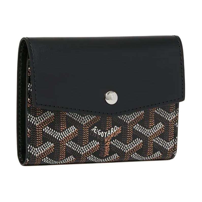 GOYARD Canvas With Calfskin Wallet Unisex Black